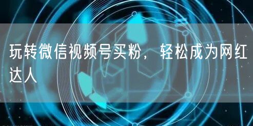 玩转微信视频号买粉，轻松成为网红达人