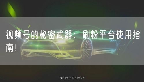 视频号的秘密武器：刷粉平台使用指南！