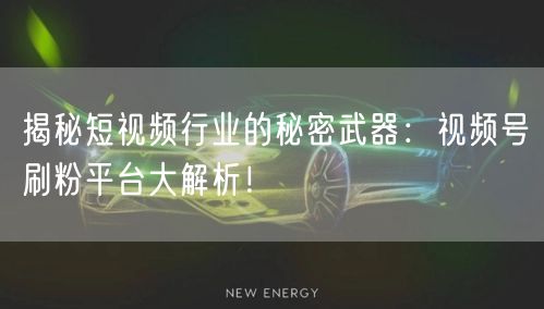 揭秘短视频行业的秘密武器：视频号刷粉平台