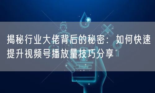 揭秘行业大佬背后的秘密：如何快速提升视频