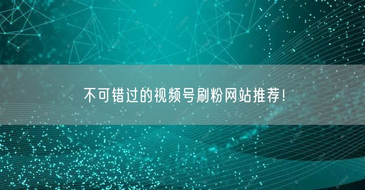 不可错过的视频号刷粉网站推荐！