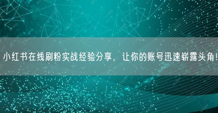 小红书在线刷粉实战经验分享，让你的账号迅
