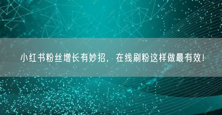 小红书粉丝增长有妙招，在线刷粉这样做最有