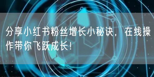 分享小红书粉丝增长小秘诀，在线操作带你飞
