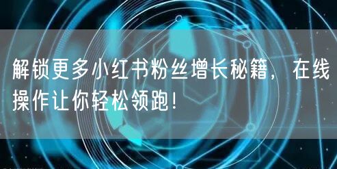 解锁更多小红书粉丝增长秘籍，在线操作让你