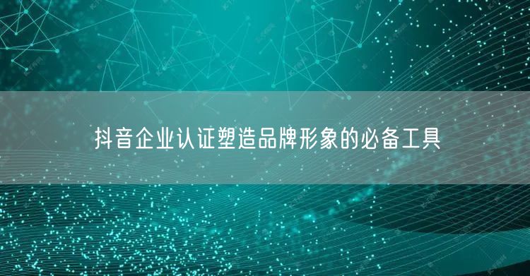 抖音企业认证塑造品牌形象的必备工具