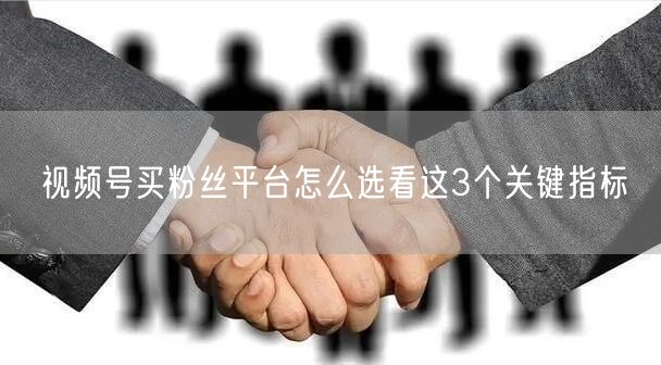 视频号买粉丝平台怎么选看这3个关键指标