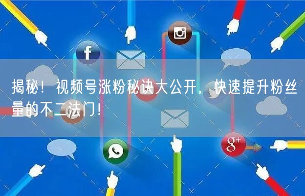 揭秘！视频号涨粉秘诀大公开，快速提升粉丝