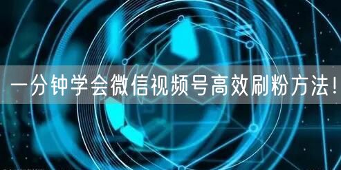 一分钟学会微信视频号高效刷粉方法！