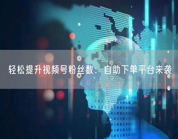 轻松提升视频号粉丝数：自助下单平台来袭