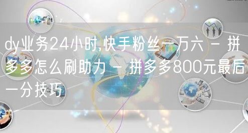 dy业务24小时,快手粉丝一万六 - 拼